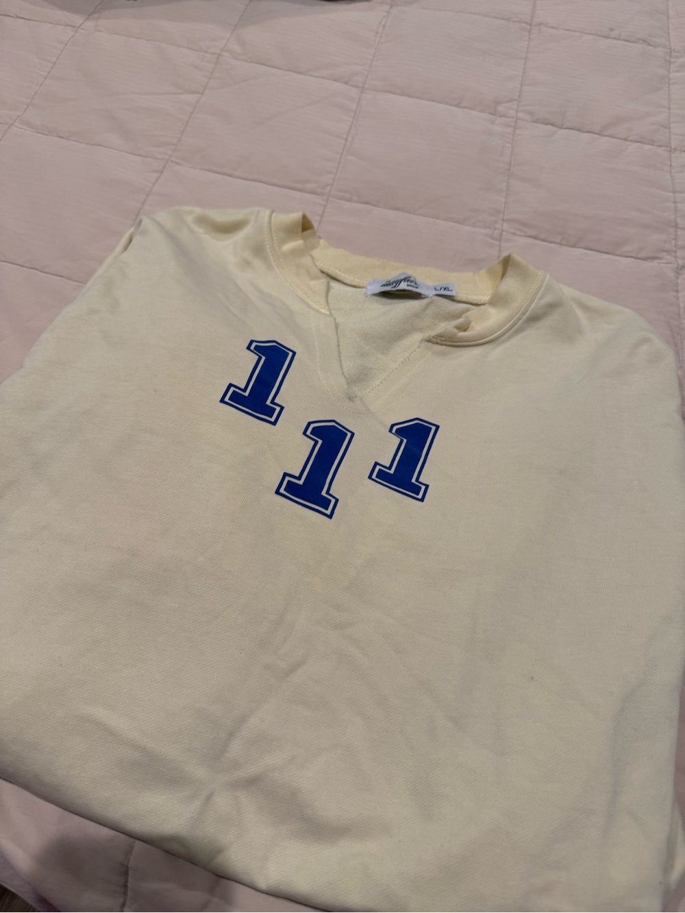 Youth Cream Graphic Sweatshirt with Blue '11' Detail
